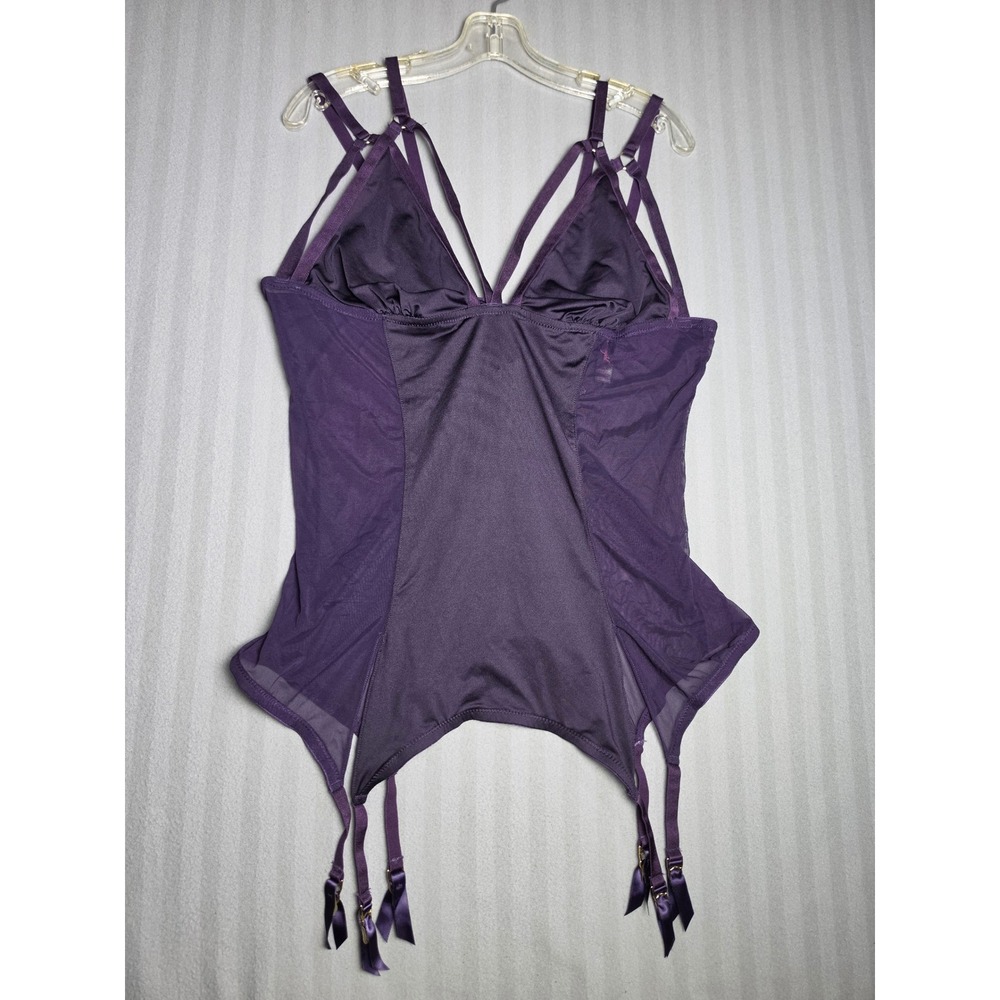 Dreamgirl Purple Mesh Garter Camisole Top Strappy Cage Neck 12489X One Size Qn